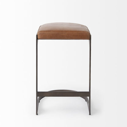 Mercana - Tyson 17L x 18W x 28H Brown Leather W/ Metal Frame Counter Stool - 69267 view 2