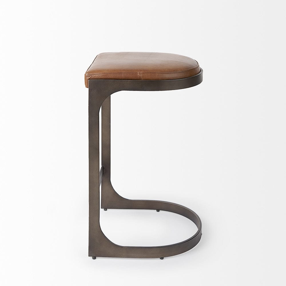 Mercana - Tyson 17L x 18W x 28H Brown Leather W/ Metal Frame Counter Stool - 69267 view 3
