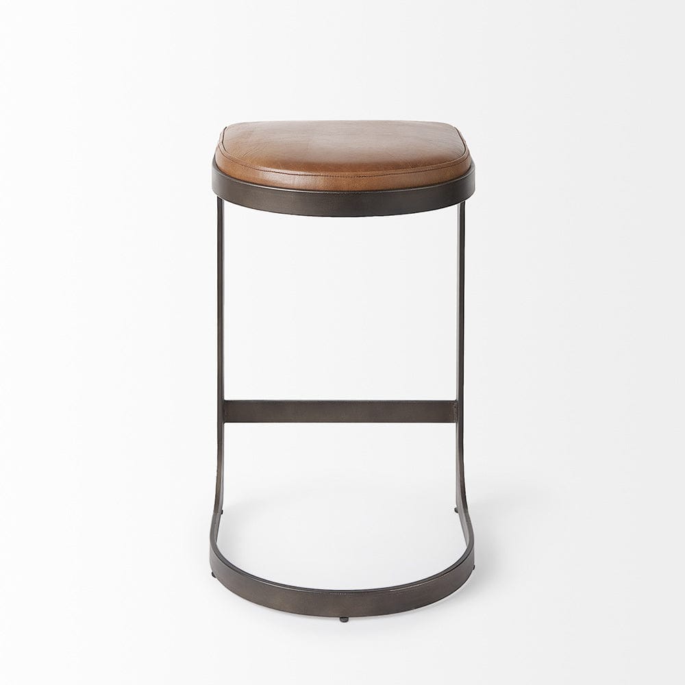 Mercana - Tyson 17L x 18W x 28H Brown Leather W/ Metal Frame Counter Stool - 69267 view 4