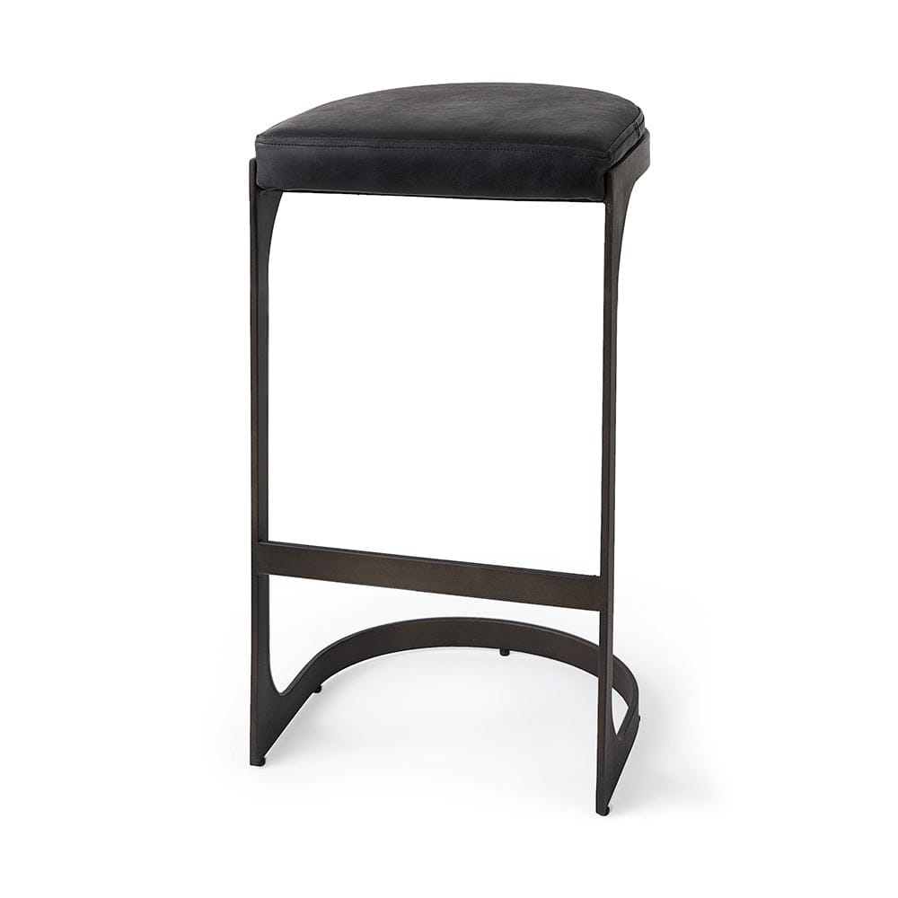 Mercana - Tyson 17L x 18W x 31H Black Leather W/ Metal Frame Bar Stool - 69271_CLOSEOUT view 1