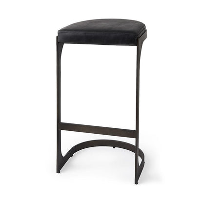 Mercana - Tyson 17L x 18W x 31H Black Leather W/ Metal Frame Bar Stool - 69271_CLOSEOUT view 1