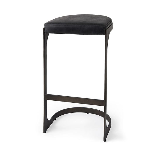 Mercana - Tyson 17L x 18W x 31H Black Leather W/ Metal Frame Bar Stool - 69271_CLOSEOUT view 1