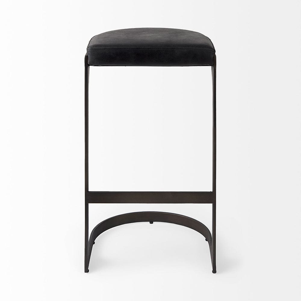 Mercana - Tyson 17L x 18W x 31H Black Leather W/ Metal Frame Bar Stool - 69271_CLOSEOUT view 2