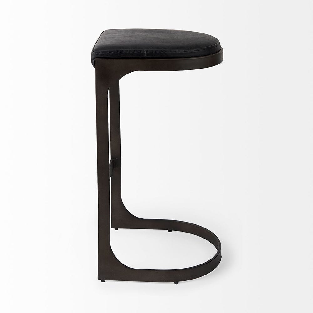 Mercana - Tyson 17L x 18W x 31H Black Leather W/ Metal Frame Bar Stool - 69271_CLOSEOUT view 3