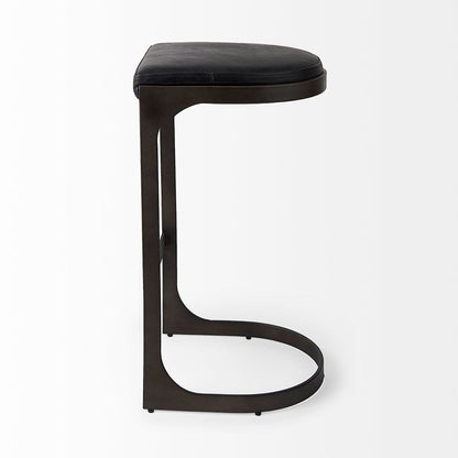 Mercana - Tyson 17L x 18W x 31H Black Leather W/ Metal Frame Bar Stool - 69271_CLOSEOUT view 3