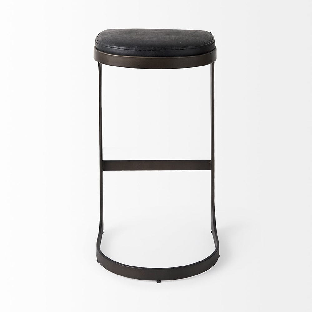 Mercana - Tyson 17L x 18W x 31H Black Leather W/ Metal Frame Bar Stool - 69271_CLOSEOUT view 4
