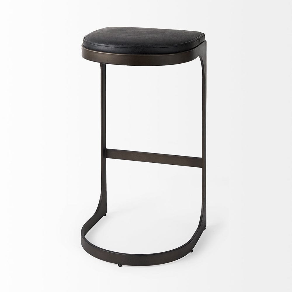 Mercana - Tyson 17L x 18W x 31H Black Leather W/ Metal Frame Bar Stool - 69271_CLOSEOUT view 5