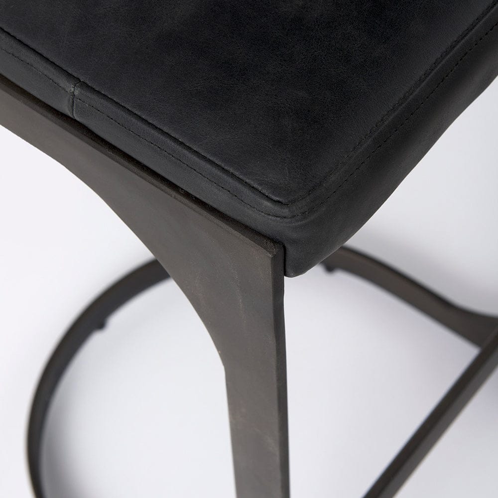 Mercana - Tyson 17L x 18W x 31H Black Leather W/ Metal Frame Bar Stool - 69271_CLOSEOUT view 7