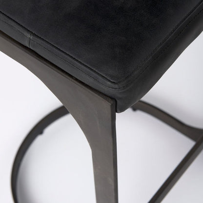 Mercana - Tyson 17L x 18W x 31H Black Leather W/ Metal Frame Bar Stool - 69271_CLOSEOUT view 7