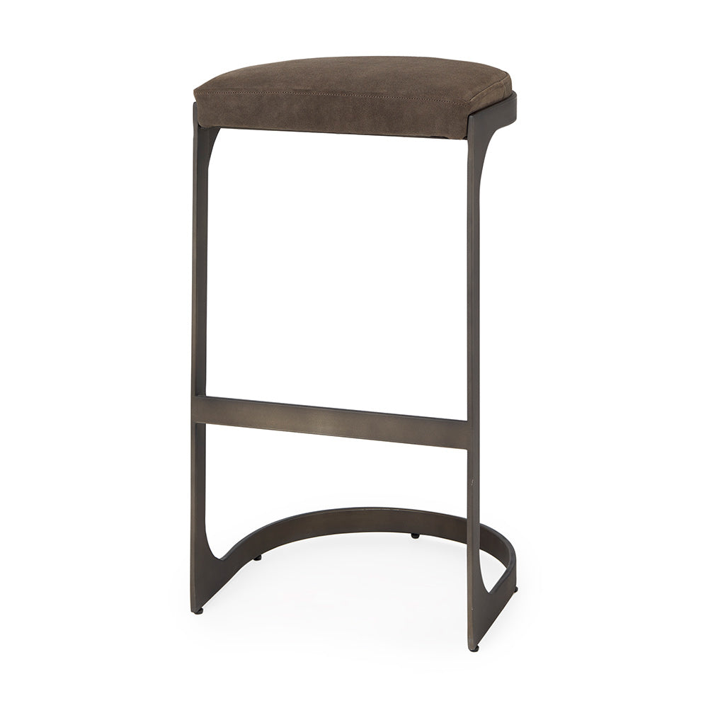 Mercana - Tyson 17L x 18W x 31H Brown/Gray Suede W/ Metal Frame Bar Stool - 69272_CLOSEOUT view 1