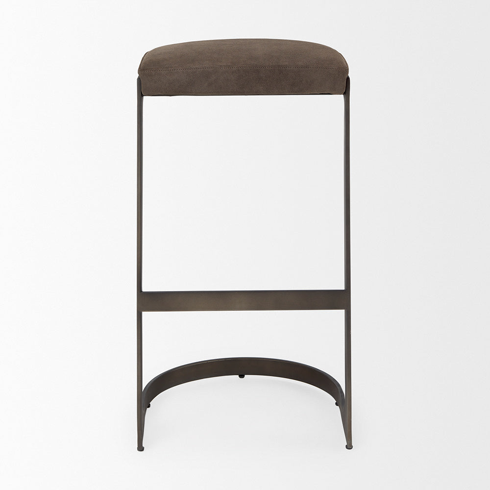 Mercana - Tyson 17L x 18W x 31H Brown/Gray Suede W/ Metal Frame Bar Stool - 69272_CLOSEOUT view 3