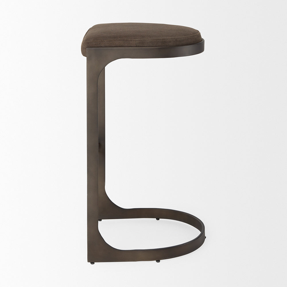 Mercana - Tyson 17L x 18W x 31H Brown/Gray Suede W/ Metal Frame Bar Stool - 69272_CLOSEOUT view 4