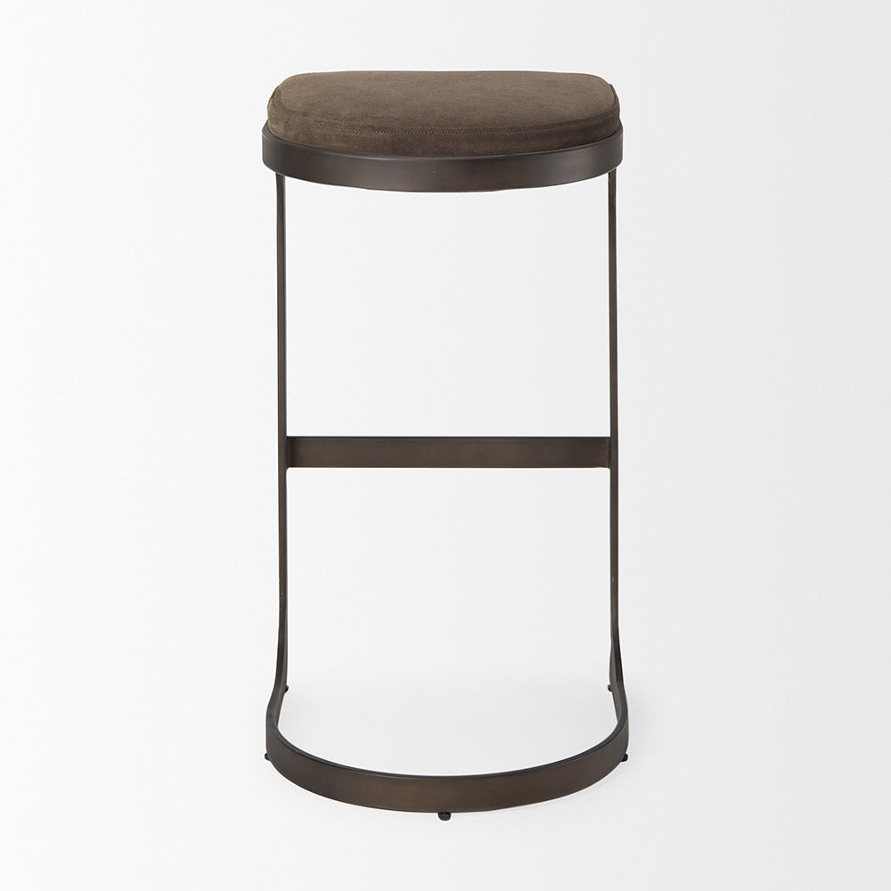 Mercana - Tyson 17L x 18W x 31H Brown/Gray Suede W/ Metal Frame Bar Stool - 69272_CLOSEOUT view 5