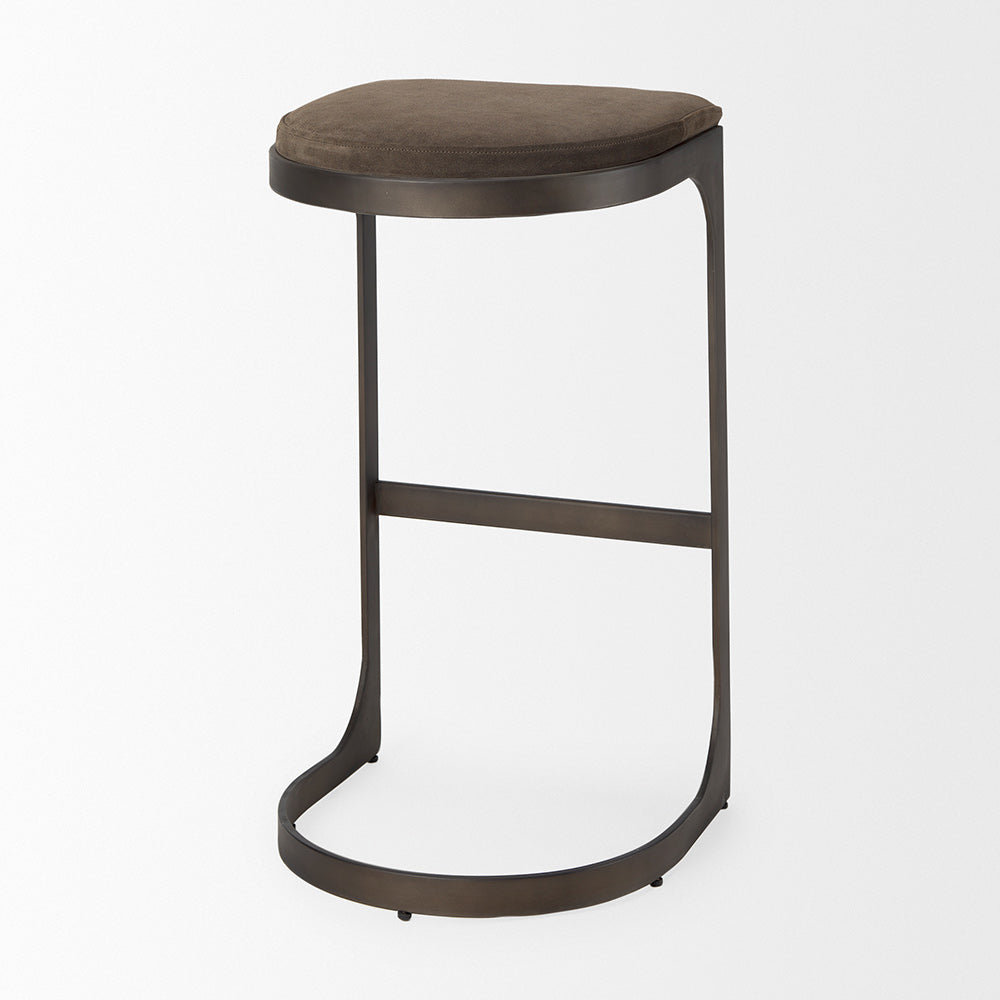 Mercana - Tyson 17L x 18W x 31H Brown/Gray Suede W/ Metal Frame Bar Stool - 69272_CLOSEOUT view 6