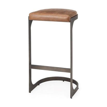 Mercana - Tyson 17L x 18W x 31H Brown Leather W/ Metal Frame Bar Stool - 69270_CLOSEOUT view 1