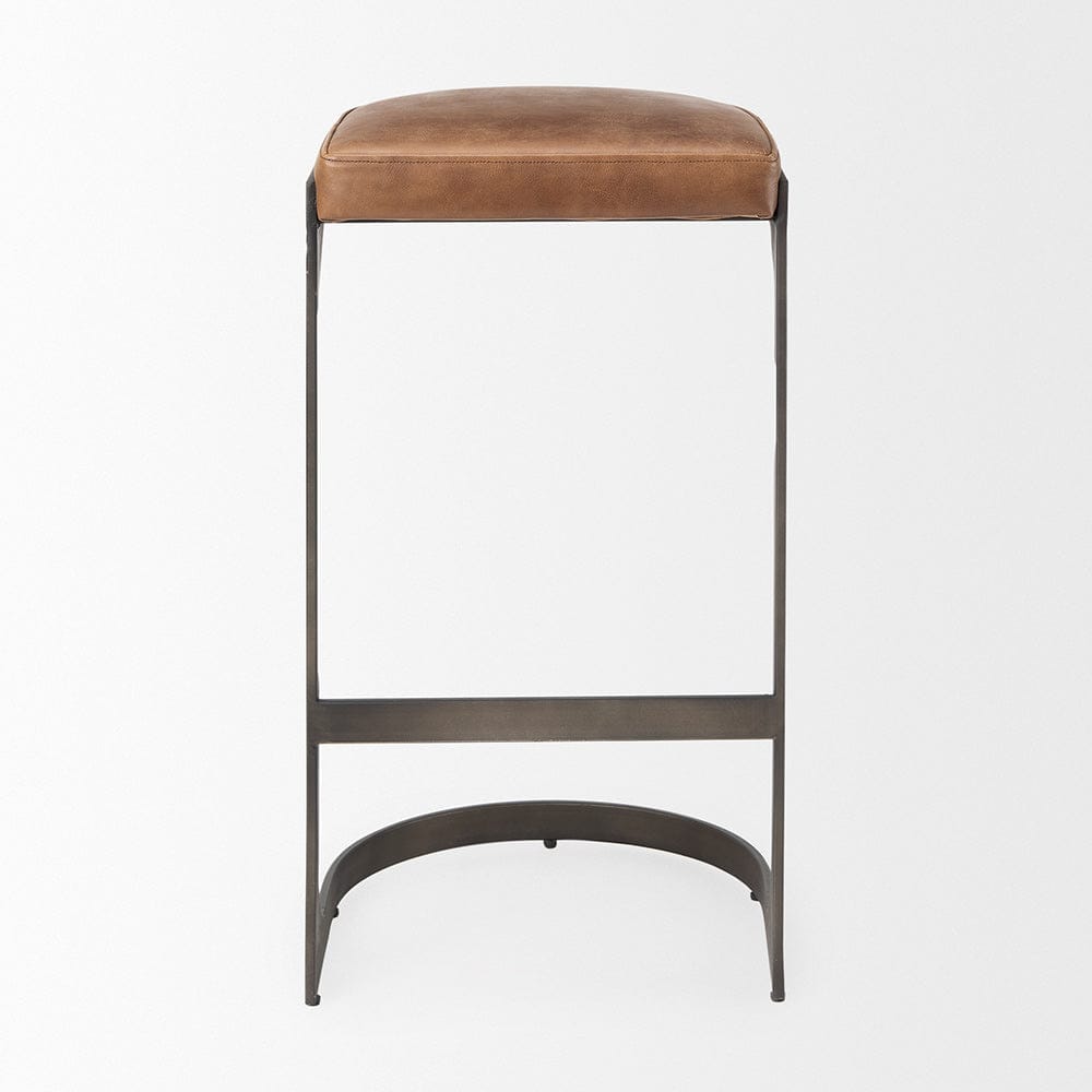 Mercana - Tyson 17L x 18W x 31H Brown Leather W/ Metal Frame Bar Stool - 69270_CLOSEOUT view 3
