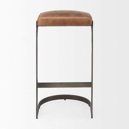 Mercana - Tyson 17L x 18W x 31H Brown Leather W/ Metal Frame Bar Stool - 69270_CLOSEOUT view 3