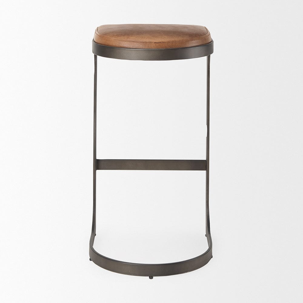 Mercana - Tyson 17L x 18W x 31H Brown Leather W/ Metal Frame Bar Stool - 69270_CLOSEOUT view 5