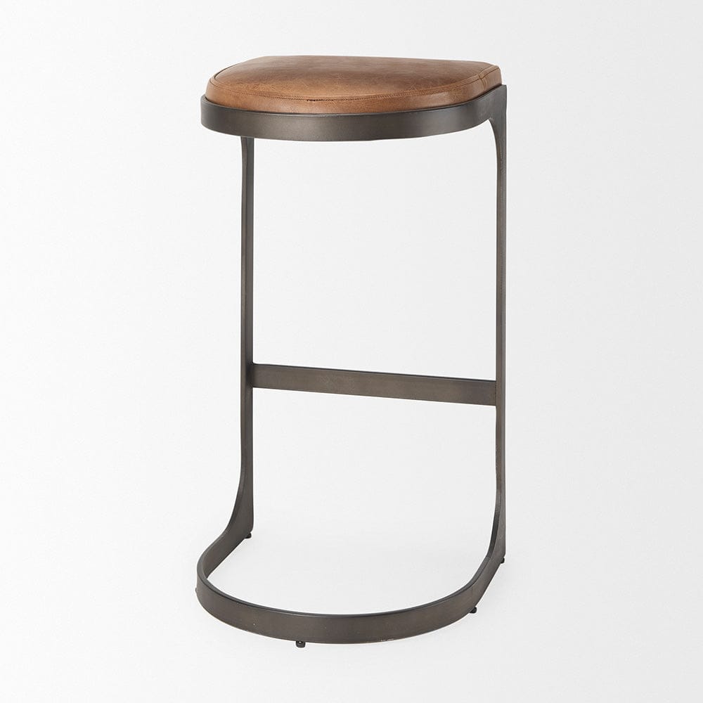 Mercana - Tyson 17L x 18W x 31H Brown Leather W/ Metal Frame Bar Stool - 69270_CLOSEOUT view 6
