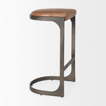 Mercana - Tyson 17L x 18W x 31H Brown Leather W/ Metal Frame Bar Stool - 69270_CLOSEOUT view 7