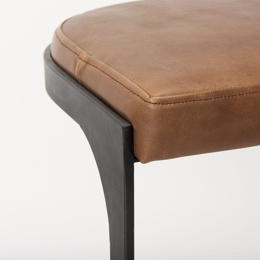 Mercana - Tyson 17L x 18W x 31H Brown Leather W/ Metal Frame Bar Stool - 69270_CLOSEOUT view 8