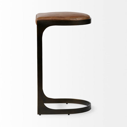 Mercana - Tyson 31" Seat Height Brown Leather Seat Black Metal Frame Stool - 67760_CLOSEOUT view 3