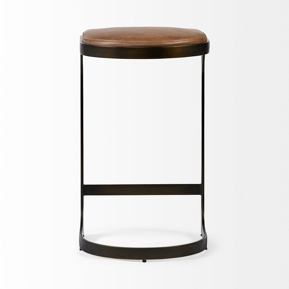 Mercana - Tyson 31" Seat Height Brown Leather Seat Black Metal Frame Stool - 67760_CLOSEOUT view 4