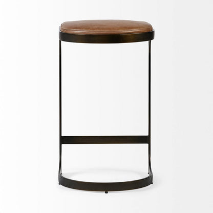 Mercana - Tyson 31" Seat Height Brown Leather Seat Black Metal Frame Stool - 67760_CLOSEOUT view 4