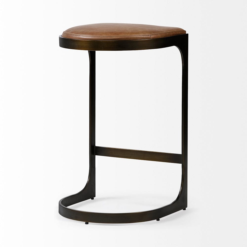 Mercana - Tyson 31" Seat Height Brown Leather Seat Black Metal Frame Stool - 67760_CLOSEOUT view 5