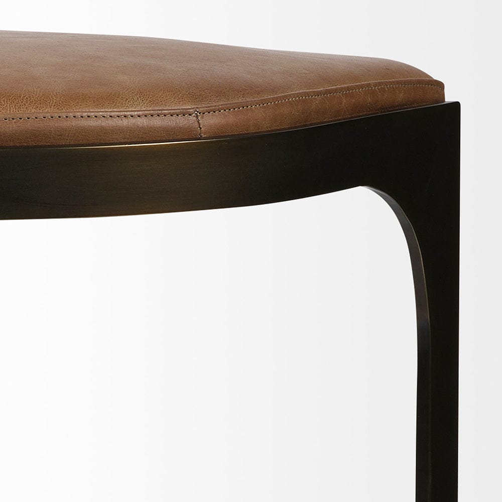 Mercana - Tyson 31" Seat Height Brown Leather Seat Black Metal Frame Stool - 67760_CLOSEOUT view 8