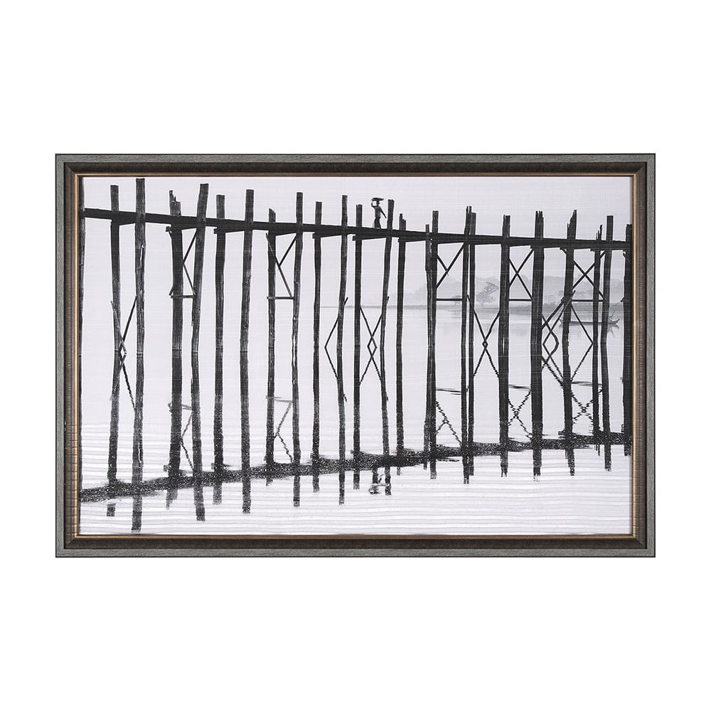 Mercana - U Bein Bridge by Mercana Studio a Hand Embellished Textured Framed Art Print Matted under Glass - 13930 view 1