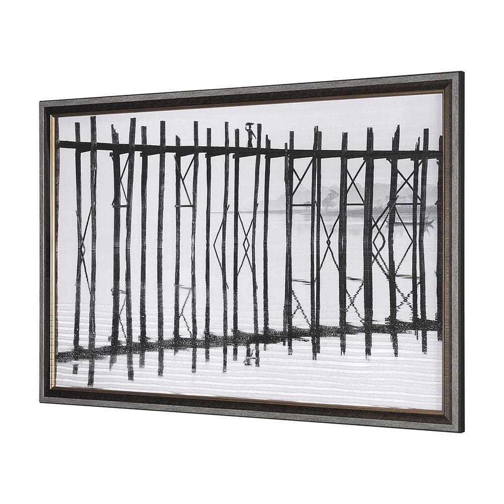 Mercana - U Bein Bridge by Mercana Studio a Hand Embellished Textured Framed Art Print Matted under Glass - 13930 view 3