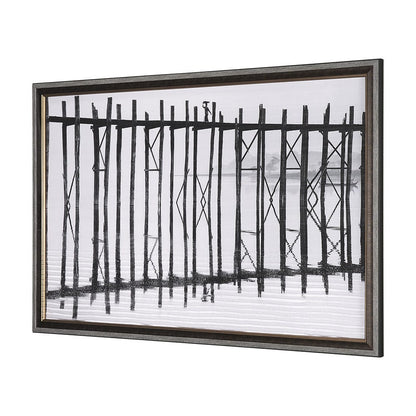 Mercana - U Bein Bridge by Mercana Studio a Hand Embellished Textured Framed Art Print Matted under Glass - 13930 view 3