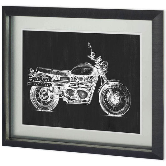 Mercana - UA CH Motorcycle Graphic II by Megan Meagher Hand Embellished Framed Art Print Matted under Glass - 10851 view 1