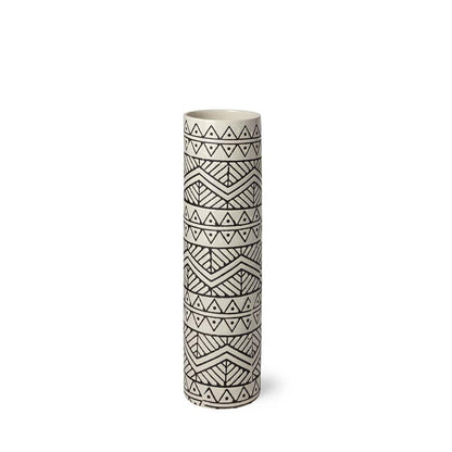 Mercana - Uhura I Small Cream Black Patterned Cylindrical Vase - 68623_CLOSEOUT view 1