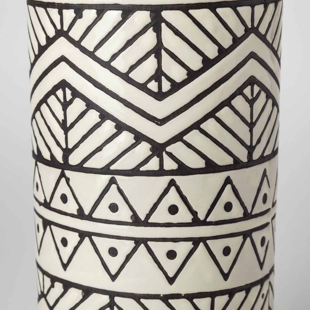 Mercana - Uhura I Small Cream Black Patterned Cylindrical Vase - 68623_CLOSEOUT view 4