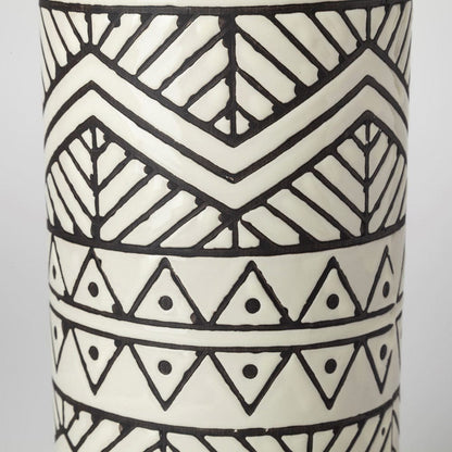 Mercana - Uhura I Small Cream Black Patterned Cylindrical Vase - 68623_CLOSEOUT view 4