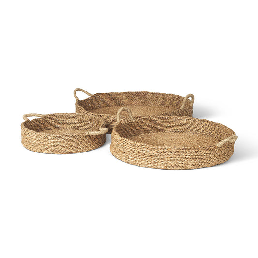 Mercana - Ulana Round Nesting Seagrass Trays w/ Loop Handles (Set of 3) - 70226 view 1