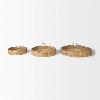 Mercana - Ulana Round Nesting Seagrass Trays w/ Loop Handles (Set of 3) - 70226 view 3