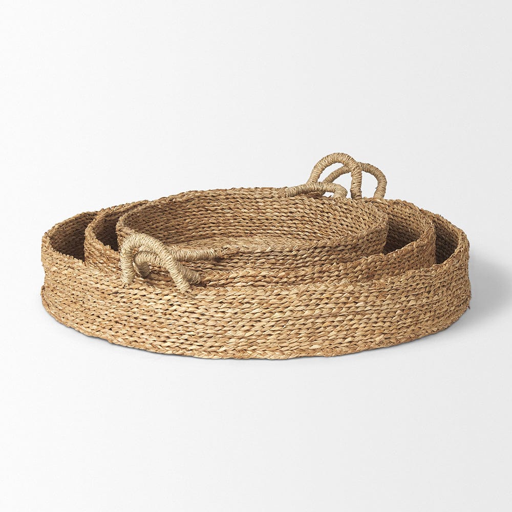 Mercana - Ulana Round Nesting Seagrass Trays w/ Loop Handles (Set of 3) - 70226 view 5