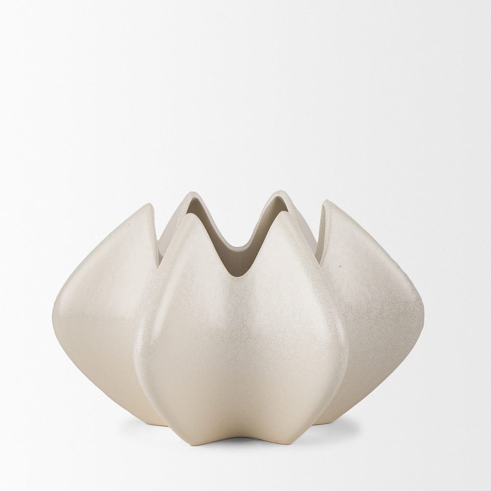 Mercana - Ulrich Sculptural Cream Glazed Ceramic Vase - 70975 view 2