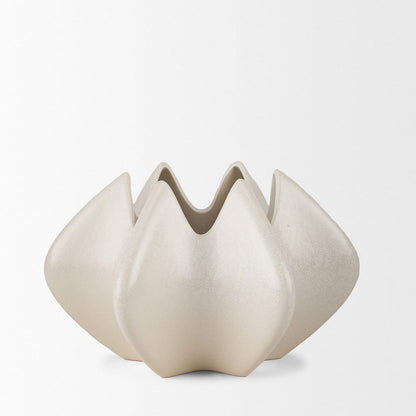 Mercana - Ulrich Sculptural Cream Glazed Ceramic Vase - 70975 view 2