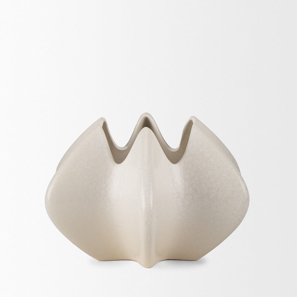 Mercana - Ulrich Sculptural Cream Glazed Ceramic Vase - 70975 view 3