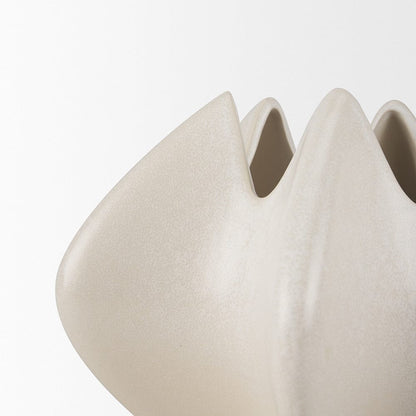 Mercana - Ulrich Sculptural Cream Glazed Ceramic Vase - 70975 view 6