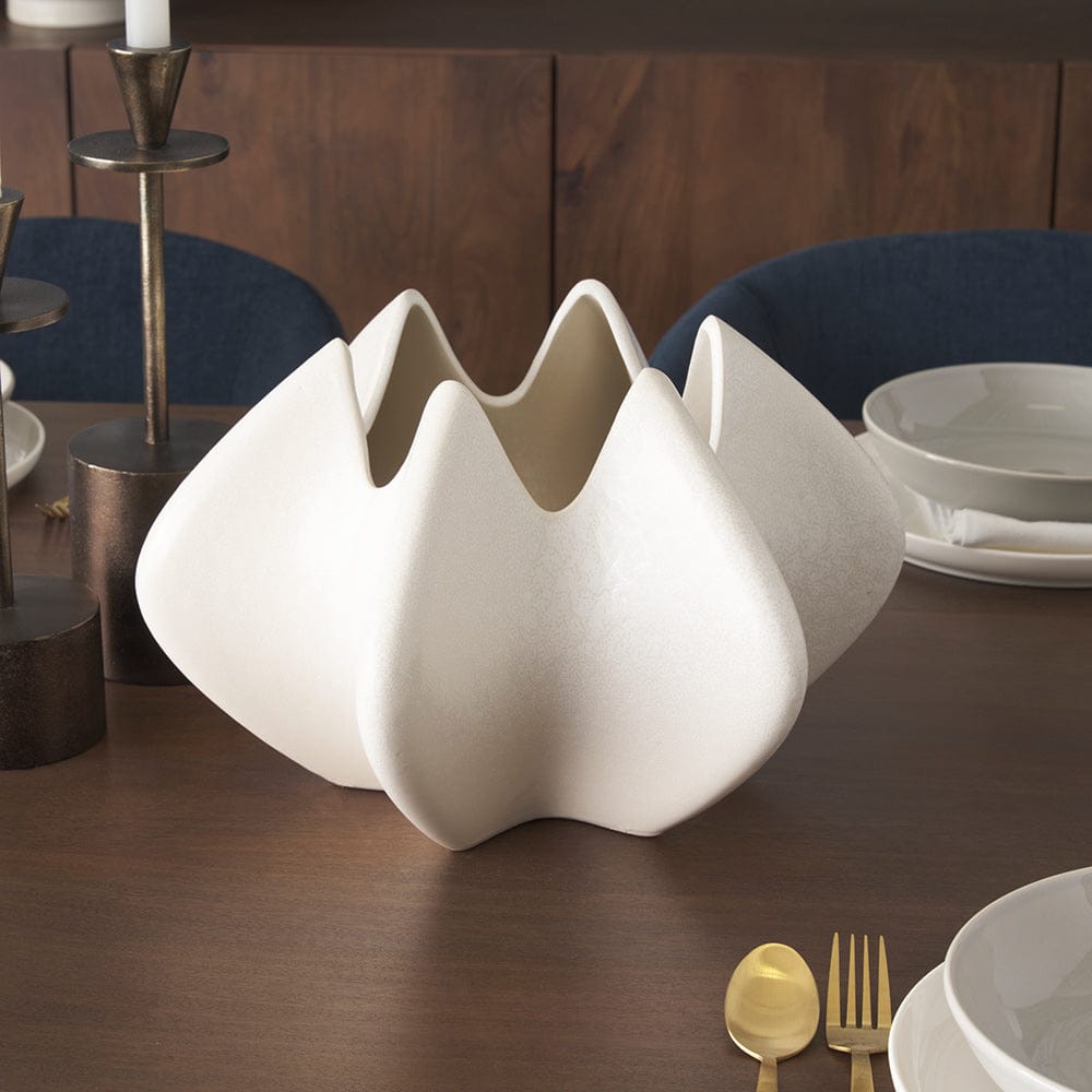Mercana - Ulrich Sculptural Cream Glazed Ceramic Vase - 70975 view 8