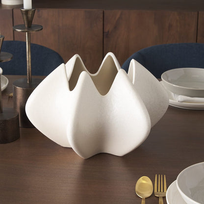Mercana - Ulrich Sculptural Cream Glazed Ceramic Vase - 70975 view 8
