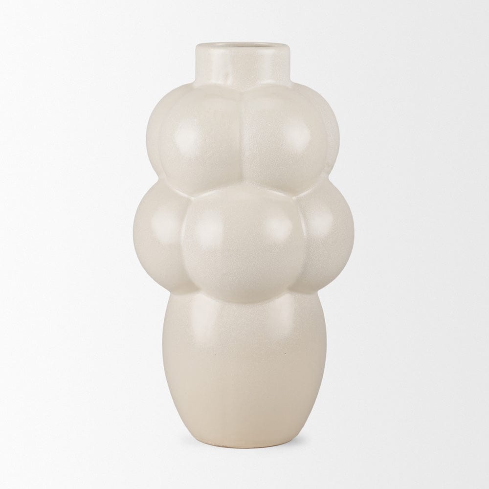 Mercana - Ulvi Cream Glazed Bubble Ceramic Vase - 70974 view 3