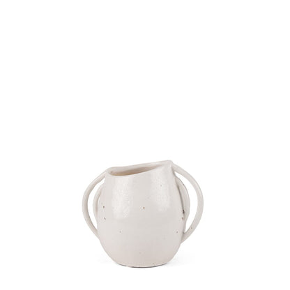 Mercana - Urvi Short Off White Speckled Asymmetrical Ceramic Vase - 70984 view 1