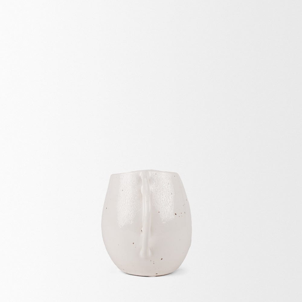 Mercana - Urvi Short Off White Speckled Asymmetrical Ceramic Vase - 70984 view 3