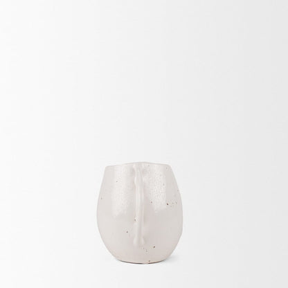 Mercana - Urvi Short Off White Speckled Asymmetrical Ceramic Vase - 70984 view 3